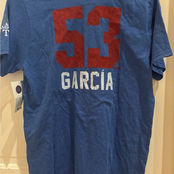 Majestic Other - Texas Rangers #53 Garcia Blue and Red Short Sleeve Tee